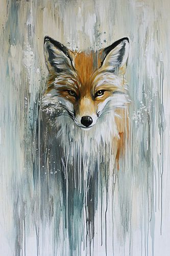 Abstract vos schilderij met verf