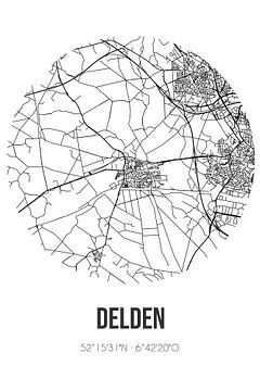 Delden (Overijssel) | Karte | Schwarz und weiß von Rezona