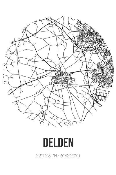Delden (Overijssel) | Landkaart | Zwart-wit van Stad & Wand