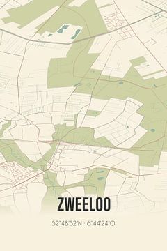 Vintage landkaart van Zweeloo (Drenthe) van MijnStadsPoster