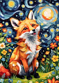 Renard roux Nuit étoilée
