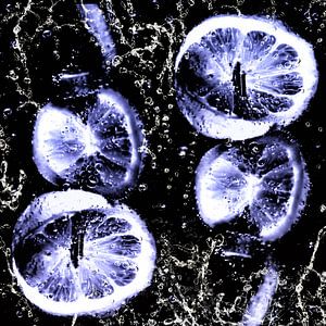 Im Wasserglas - blaue Stunde - Zitronenscheiben