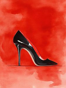 Talon haut en cuir noir