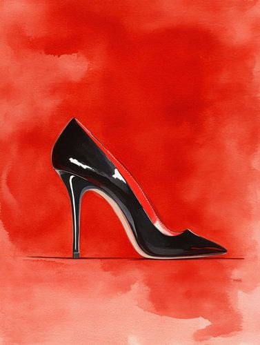 Zwart lederen hoge hak