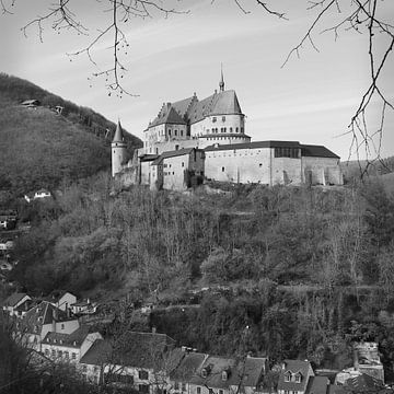 Vianden Castle View, Square, Monochrome by Imladris Images