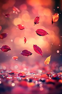 Herfstbladeren in vlucht van Poster Art Shop
