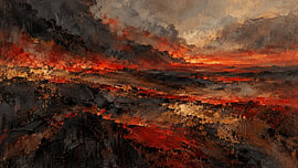 Waldbrand in der Bromo-Savanne – Abstrakte Vulkanlandschaft – Indonesien von Vínculae