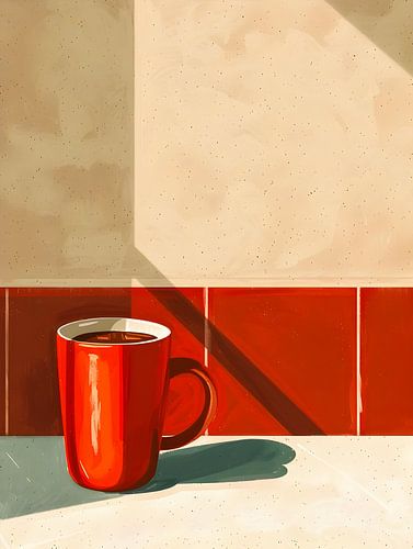 Illustration d'un café dans la lumière du matin