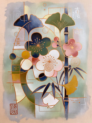 Abstrait botanique de style japonais