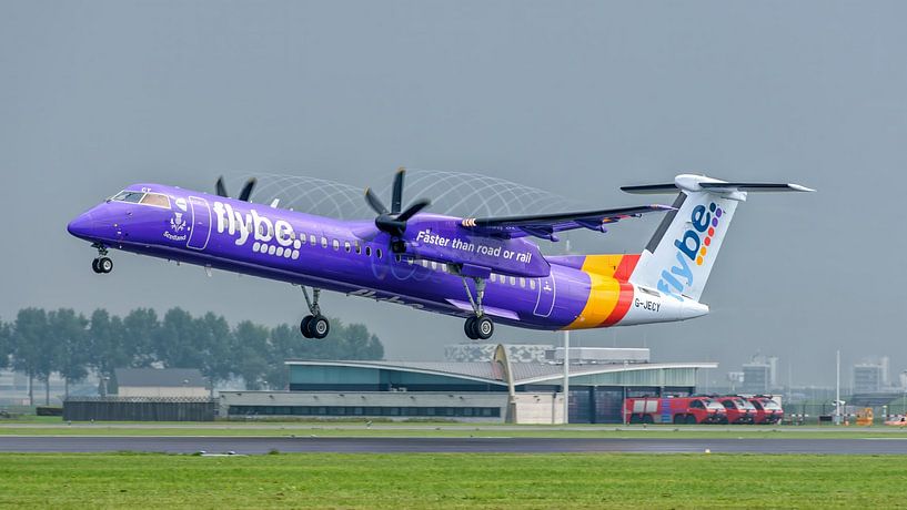 Flybe Havilland Canada Dash 8 takeoff at schiphol by Arthur Bruinen