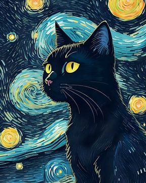 Zwarte kat van Random Art