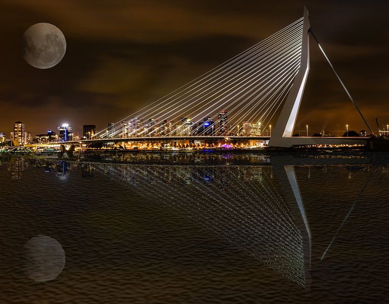 Le pont Erasmus la nuit par Jennifer Hendriks