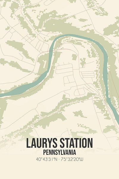 Vintage map of Laurys Station (Pennsylvania), USA. by Prints of Place
