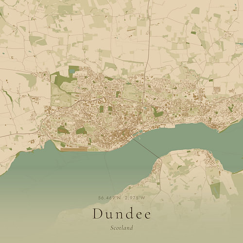Vintage landkaart van Dundee, United Kingdom
