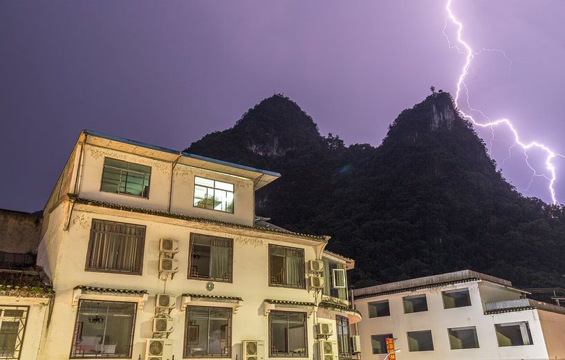 lightning over the karst mountains Xingping,Yangshuo ( china ) by Gregory Michiels Photography