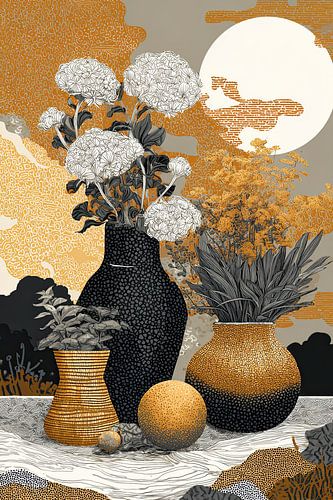 Elegant Flowers and Bold Shapes van Blikvanger Schilderijen