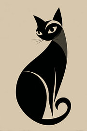 Black cat with graceful contours