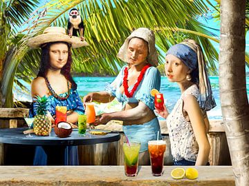 Mona Lisa, Girl with a Pearl Earring & The Milkmaid on the Beach by Your unique art