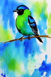 Smaragdvogel und Aquarellhimmel von Art & Soul Creations