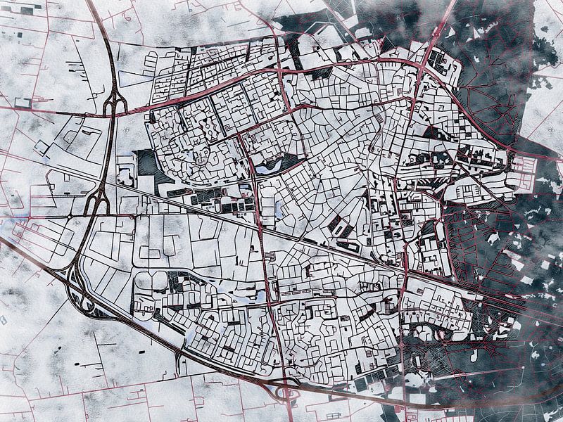 Map of Ede with the style 'White Winter' by Maporia