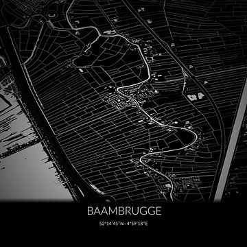 Schwarz-weiße Karte von Baambrugge, Utrecht. von Rezona