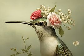 Hummingbird with flowers by PixelMint.