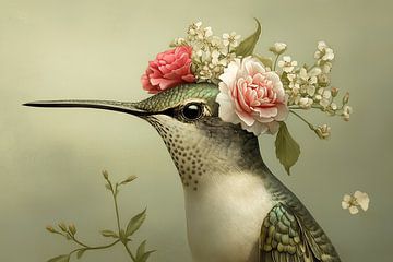 Kolibrie met bloemen van PixelMint.