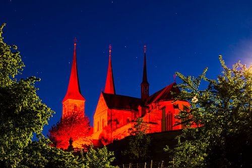 Le monastère de Michelsberg à Bamberg de nuit