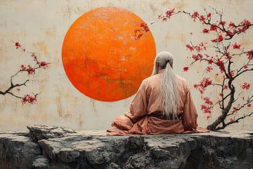 monk with rising sun by Egon Zitter