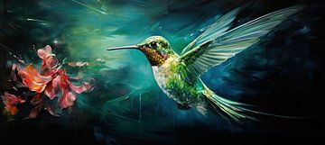 Hummingbird Artwork Blue by Blikvanger Schilderijen