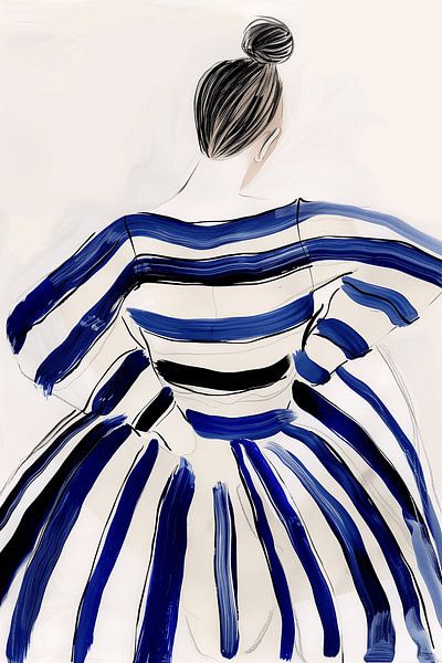 Vrouw in blauw van Artsy