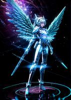 Blauw meisje Robot Sci Fi Anime