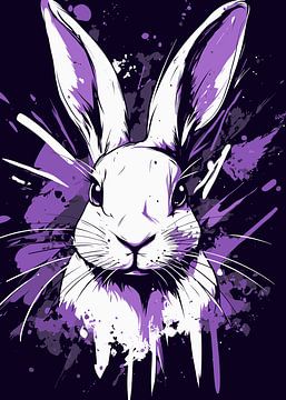 Expressive rabbit portrait in violet tones by Pixelbull Design