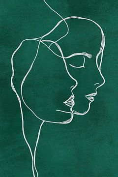 Two faces in line style - Modern Minimalism by Poster Art Shop