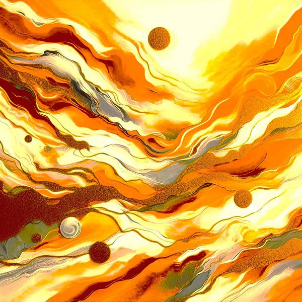 Abstrakt in Erdtönen und Gold.  ( 5 ) von Ineke de Rijk