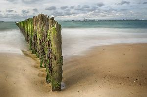 Strand mit Pfählen