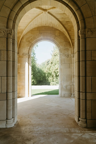 A stone passageway leading to the light