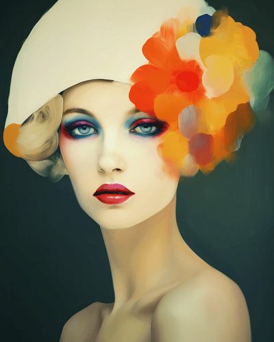 Kleurrijk close-up portret van een jonge vrouw