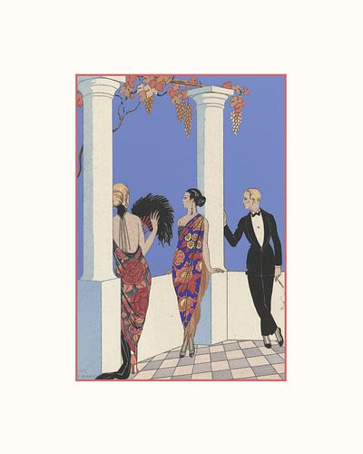 The summer | Historical Art Deco Fashion Print | Historical fashion ad | Classic, Art Nouveau, blue, by NOONY
