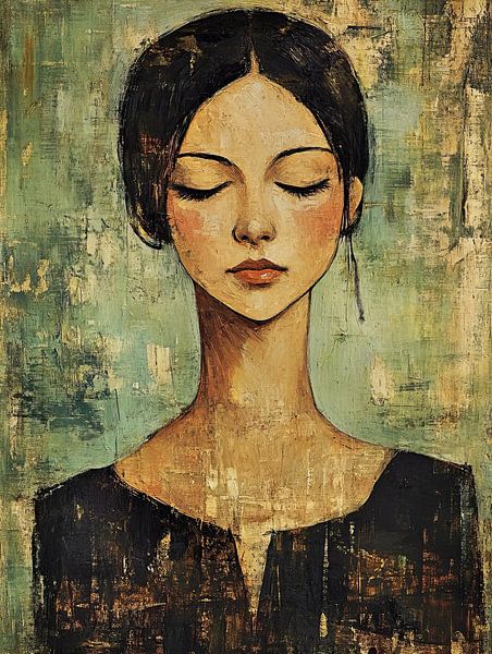 Frau Porträt | Frau Gold von Kunst Laune