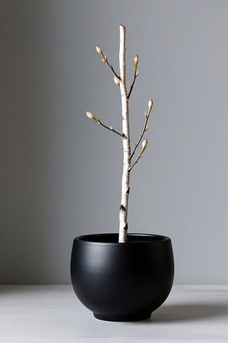 Berkentak met knoppen in vaas