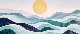 Paysage de vagues avec un soleil radieux sur Poster Art Shop