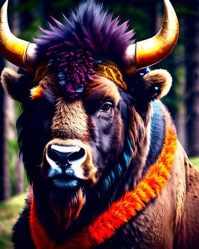 Kleurrijke bizon van Jonas Potthast