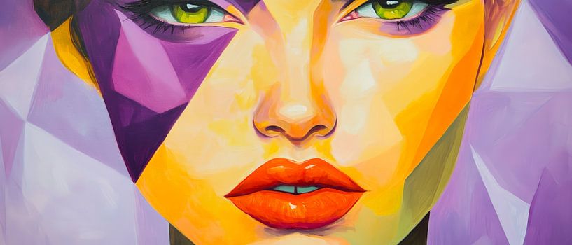 Geometric portrait of a woman in colour by Poster Art Shop