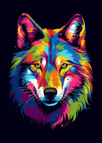 Wolf Wild Nature WPAP Kleurstijl
