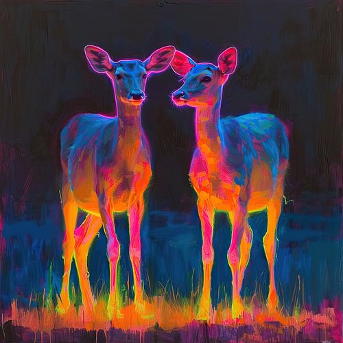 Silhouette de faune en néon