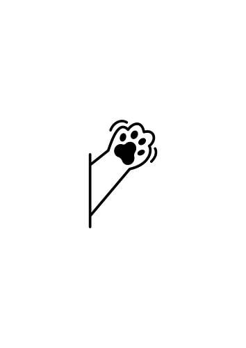 Minimalist Cat Paw Line Art - Art mural ludique