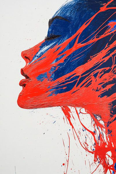 Farbenfrohes Porträt einer Frau – Dynamisch von Poster Art Shop