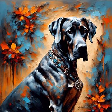 Duitse Dog Art Print 4- Grillig Portret door Johanna's Art van Johannas Art Creations