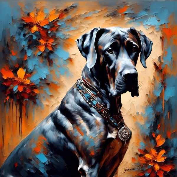 Deutsche Dogge Hund Kunstdruck 4- Skurriles Portrait von Johanna&#039;s Art von Johannas Art Creations